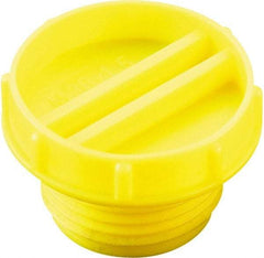 Caplugs - Serrated Round Head with Slot, Threaded Plug - 21.08mm OD, Low-Density Polyethylene, Yellow - Americas Industrial Supply
