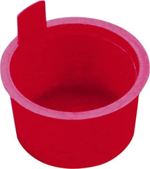 Caplugs - 1.95" ID, Pull-Tab, Round Head, Tapered Plug - 2.12" OD, 1" Long, Low-Density Polyethylene, Red - Americas Industrial Supply