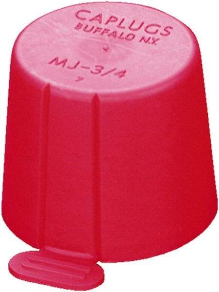 Caplugs - 1.106" ID, Round Head, Tapered, Tear-Tab Cap - 1-9/64" Long, Low-Density Polyethylene, Red - Americas Industrial Supply