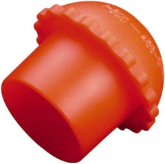 Caplugs - 0.82" ID, Serrated Round Head Cylinder Valve Cap - 1" Long, Low-Density Polyethylene, Orange - Americas Industrial Supply