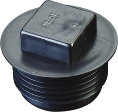 Caplugs - Square Head, Threaded Plug with Flange - 49/64" Long, High-Density Polyethylene, Black - Americas Industrial Supply