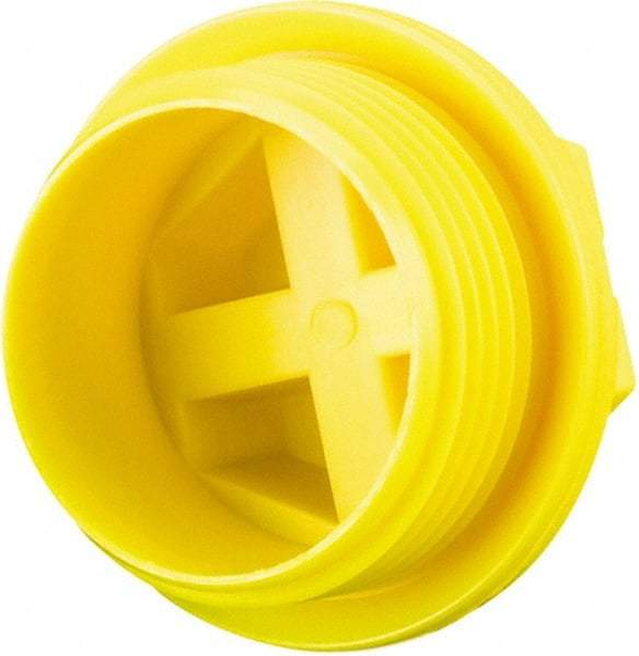 Caplugs - Hex Head with Slot, Threaded Plug - 31.5mm OD, Nylon, Yellow - Americas Industrial Supply