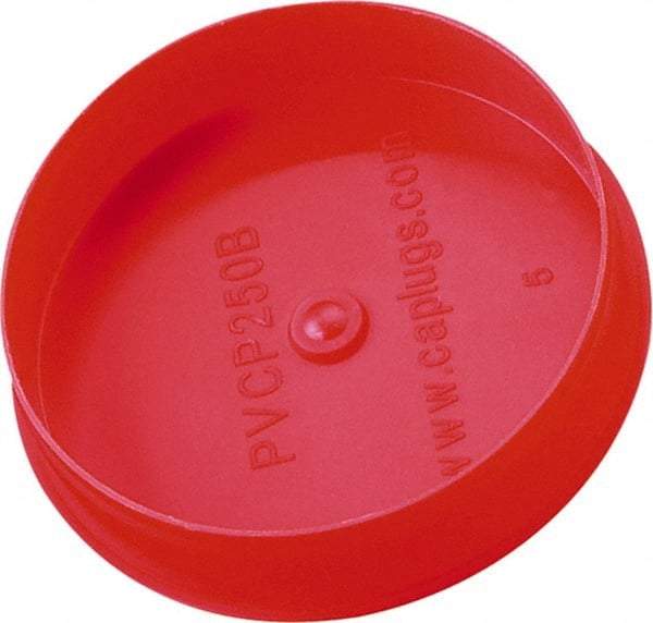 Caplugs - 2.71" ID, Round Head Pipe Plug - 2.84" OD, 21/32" Long, Low-Density Polypropylene, Red - Americas Industrial Supply