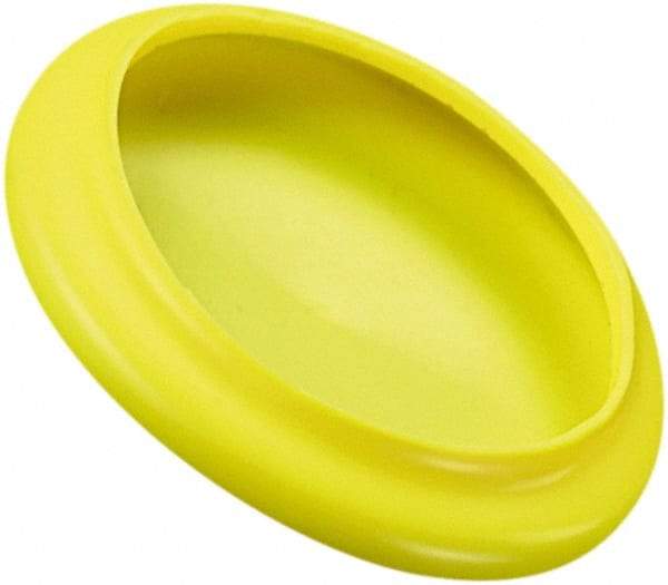 Caplugs - 2.93" ID, Flexible, Round Head Flange Cap - 3.56" OD, 1/16" Long, Vinyl, Yellow - Americas Industrial Supply