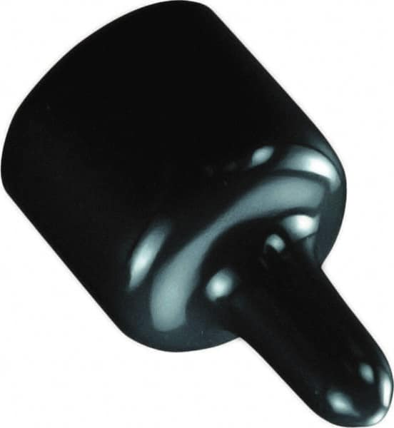Caplugs - 3/16" ID, Pull-Tab, Round Head Masking Cap - 1-19/32" Long, Vinyl, Black - Americas Industrial Supply