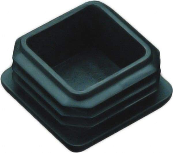Caplugs - Square Finishing Plug for 14 to 20 Gauge Panels, for 1-1/4" Tube Diam - 0.52" Deep, Vinyl, Black - Americas Industrial Supply