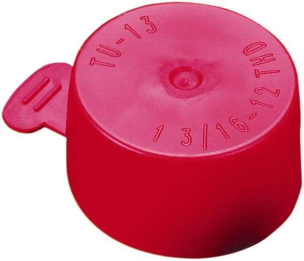 Caplugs - 0.367" ID, Flexible, Tear-Tab Cap - 7/16" Long, Vinyl, Red - Americas Industrial Supply