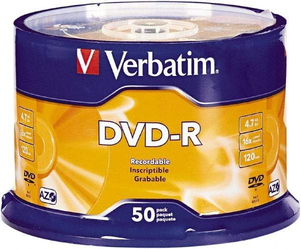 Verbatim - Silver DVD-R Discs - Use with CD, DVD - Americas Industrial Supply