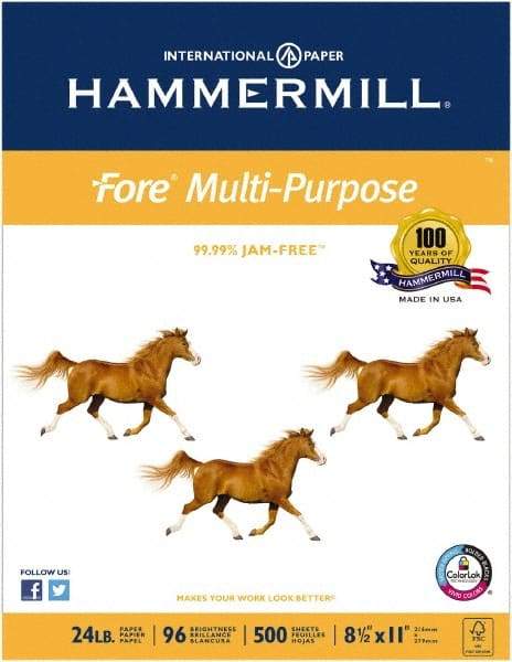 Hammermill - 8-1/2" x 11" White Copy Paper - Use with Inkjet Printers - Americas Industrial Supply