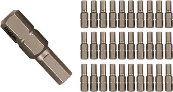 Wiha - 1/8" Hex Screwdriver Bit - 1/4" Drive, 25mm OAL - Americas Industrial Supply