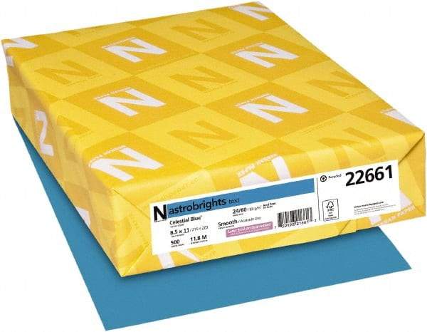 Neenah Paper - 8-1/2" x 11" Celestial Blue Colored Copy Paper - Use with Laser Printers, Inkjet Printers, Copiers - Americas Industrial Supply