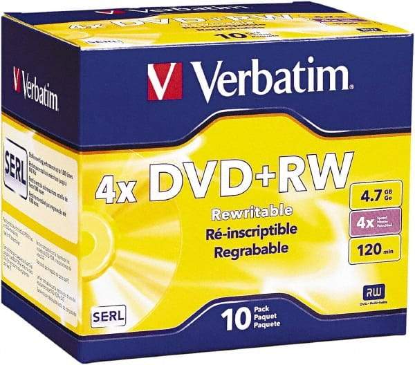 Verbatim - Silver DVD+RW Discs - Use with CD, DVD Drives - Americas Industrial Supply