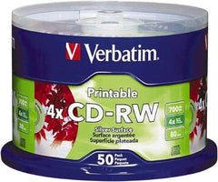 Verbatim - Silver CD-RW Discs - Use with CD, DVD Drives - Americas Industrial Supply