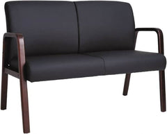 ALERA - 33" High Reception Lounge Chair - 44" Wide x 26-1/8" Deep, Leather Seat, Black & Mahogany - Americas Industrial Supply