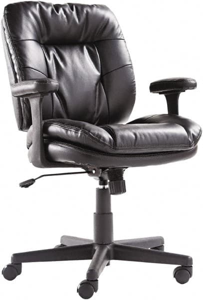 OIF - 40" High Executive Swivel/Tilt Chair - 26" Wide x 25-3/8" Deep, Soft Leather Seat, Black - Americas Industrial Supply