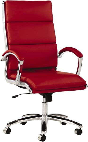 ALERA - 45-1/4" High High Back Chair - 24" Wide x 27-1/4" Deep, Leather Seat, Red - Americas Industrial Supply