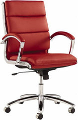 ALERA - 42-1/8" High Mid Back Chair - 24" Wide x 27-1/4" Deep, Leather Seat, Red - Americas Industrial Supply