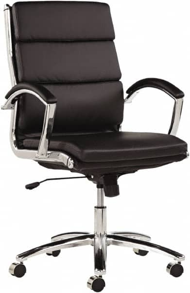 ALERA - 42-1/8" High Mid Back Chair - 24" Wide x 27-1/4" Deep, Leather Seat, Black - Americas Industrial Supply