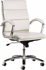 ALERA - 42-1/8" High Mid Back Chair - 24" Wide x 27-1/4" Deep, Faux Leather Seat, White - Americas Industrial Supply