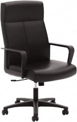 Basyx - 47" High Executive High Back Leather Chair - 25" Wide x 26-1/2" Deep, Soft Leather Seat, Black - Americas Industrial Supply