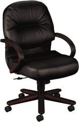 Hon - 41-3/4" High Mid Back Chair - 26" Wide x 28-3/4" Deep, Leather, Memory Foam Seat, Black - Americas Industrial Supply