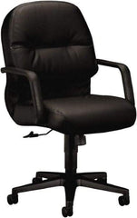 Hon - 41-3/4" High Managerial Mid Back Swivel/Tilt Chair - 26" Wide x 29-3/4" Deep, Leather, Memory Foam Seat, Black - Americas Industrial Supply