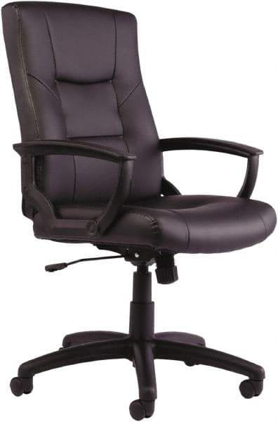 ALERA - 43-3/4" High Executive High Back Swivel Tilt Chair - 25" Wide x 27" Deep, Leather Seat, Black - Americas Industrial Supply