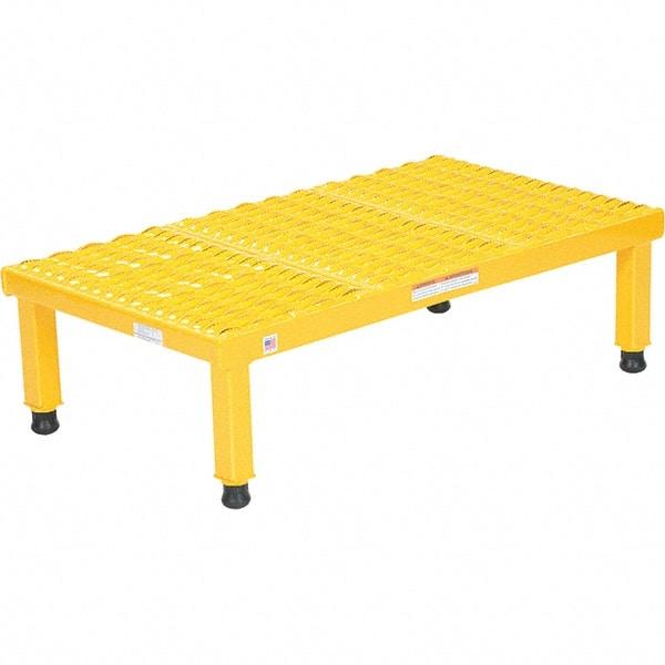 Vestil - 9" High x 19" Wide x 36" Deep, Yellow Step Stand - Steel, 500 Lb Capacity - Americas Industrial Supply