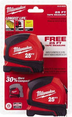 Milwaukee Tool - 25' x 1" Tape Measure - 1/16" Graduation - Americas Industrial Supply