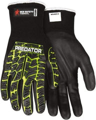 MCR Safety - Size L (9) Nitrile Coated Nylon Blend Cold Protection Work Gloves - For General Purpose, Palm & Fingers Coated, Knit Wrist Cuff, Full Fingered, Black/Hi-Vis Lime, Paired - Americas Industrial Supply