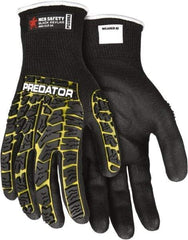 MCR Safety - Size L (9), ANSI Cut Lvl A4, Puncture Lvl 4, Abrasion Lvl 3, Nitrile Coated Kevlar Cut Resistant Gloves - Palm & Fingers Coated, EVA Foam Lining, Knit Wrist, Black/Yellow, Paired - Americas Industrial Supply