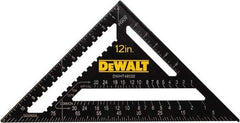 DeWALT - 12" Blade Length x 12" Base Length, Aluminum Rafter Square - 1/8" Graduation, 10.1" Base Width - Americas Industrial Supply