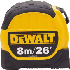 DeWALT - 26' x 1-1/8" Tape Measure - 1/16" & 1 cm Graduation, Inch & Metric Graduation Style - Americas Industrial Supply
