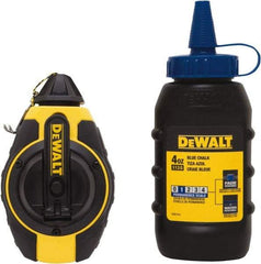 DeWALT - 100' Long Reel & Chalk Set - Yellow & Black, Includes 4 oz Blue Chalk - Americas Industrial Supply