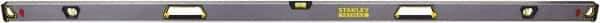 Stanley - 72" Long 3 Vial Box Beam Level - Aluminum, Black/Silver/Yellow, 1 Level & 2 Plumb Vials - Americas Industrial Supply