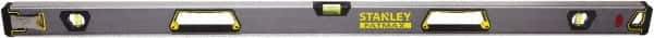 Stanley - 48" Long 3 Vial Box Beam Level - Aluminum, Black/Silver/Yellow, 1 Level & 2 Plumb Vials - Americas Industrial Supply