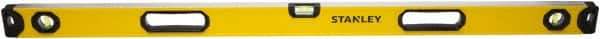 Stanley - 48" Long 3 Vial Box Beam Level - Aluminum, Yellow, 1 Level & 2 Plumb Vials - Americas Industrial Supply