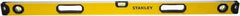 Stanley - 48" Long 3 Vial Box Beam Level - Aluminum, Yellow, 1 Level & 2 Plumb Vials - Americas Industrial Supply