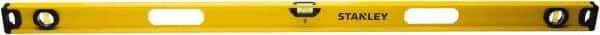 Stanley - Magnetic 48" Long 3 Vial I-Beam Level - Aluminum, Yellow, 1 Level & 2 Plumb Vials - Americas Industrial Supply