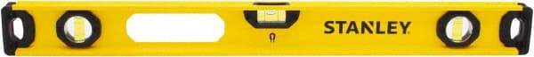 Stanley - Magnetic 24" Long 3 Vial I-Beam Level - Aluminum, Yellow, 1 Level & 2 Plumb Vials - Americas Industrial Supply