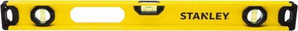 Stanley - 24" Long 3 Vial I-Beam Level - Aluminum, Yellow, 1 Level & 2 Plumb Vials - Americas Industrial Supply