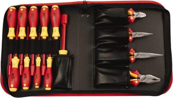 Wiha - 14 Piece Insulated Pliers, Cutters, Slotted & Nut Driver Hand Tool Set - Comes in Box - Americas Industrial Supply