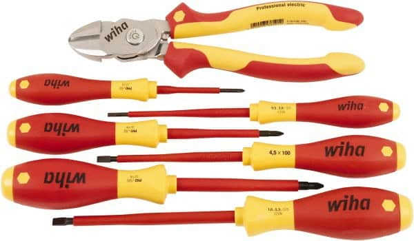 Wiha - 7 Piece Insulated Driver & Bicut Hand Tool Set - Comes in Clamshell - Americas Industrial Supply