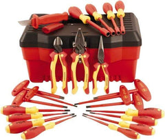 Wiha - 22 Piece Insulated Pliers, Slim Screwdrivers, Nut Driver & T-Handle Hand Tool Set - Comes in Box - Americas Industrial Supply