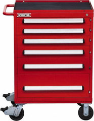 Proto - 6 Drawer Steel Tool Roller Cabinet - 30" Wide x 42-1/2" High x 21-3/8" Deep, Ball Bearing Drawer Slides, Red - Americas Industrial Supply