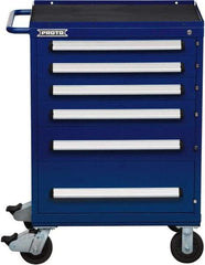 Proto - 6 Drawer Steel Tool Roller Cabinet - 30" Wide x 42-1/2" High x 21-3/8" Deep, Ball Bearing Drawer Slides, Blue - Americas Industrial Supply