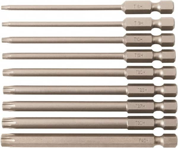 Wiha - 9 Piece, Bit Set - 1/4" Hex Drive, Torx Point - Americas Industrial Supply