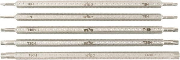 Wiha - 5 Piece, 1/4" Drive Screwdriver Tamperproof Bit Set - T6 to T40 Torx - Americas Industrial Supply