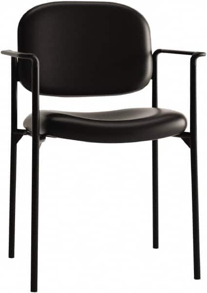 Basyx - Leather Black Stacking Chair - Black Frame, 23-1/4" Wide x 21" Deep x 32-3/4" High - Americas Industrial Supply