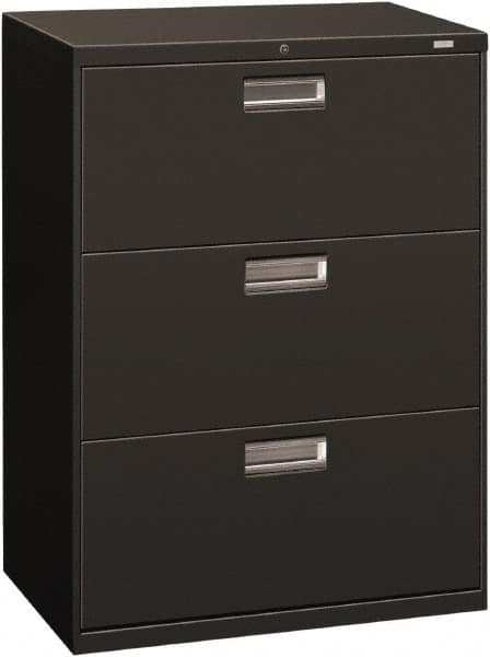 Hon - 30" Wide x 40.88" High x 19-1/4" Deep, 3 Drawer Roll-Out - Steel, Charcoal - Americas Industrial Supply